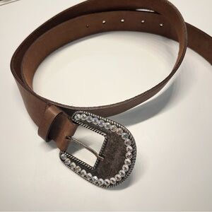Brown Belt with Rhinestone Buckle